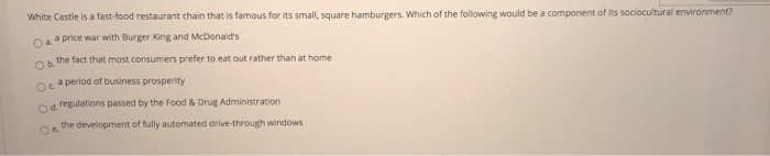 White Castle is a fast-food restaurant chain that