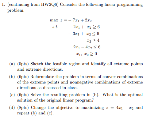 Consider the following linear programming