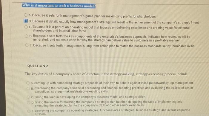 Why is it important to craft a business model? A.