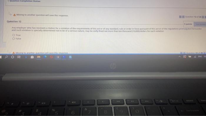 Question Completion Status Moving to another