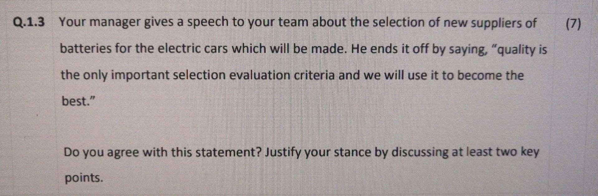 .3 Your manager gives a speech to your team about