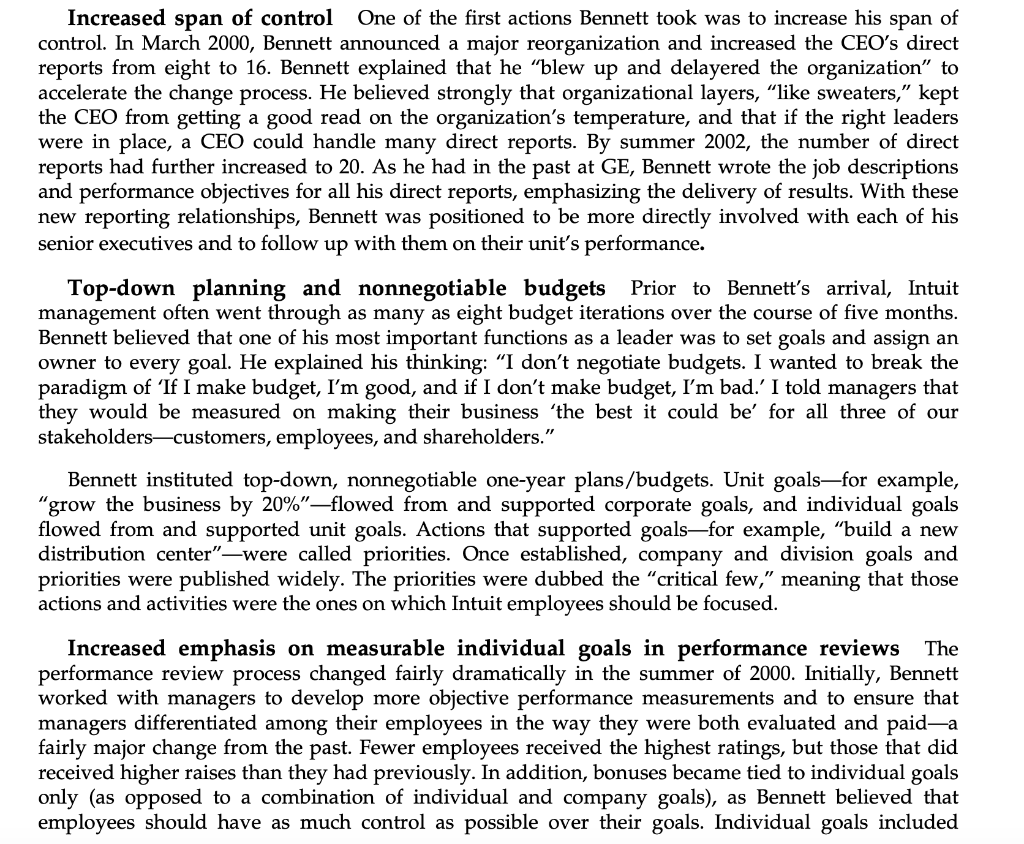 Consider the many specific organizational changes