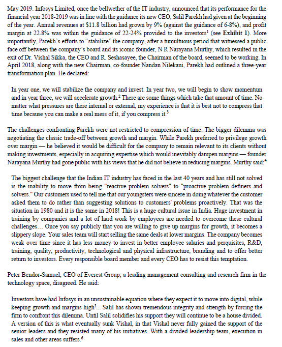 Case Study: Infosys Limited: Governance Imbroglio