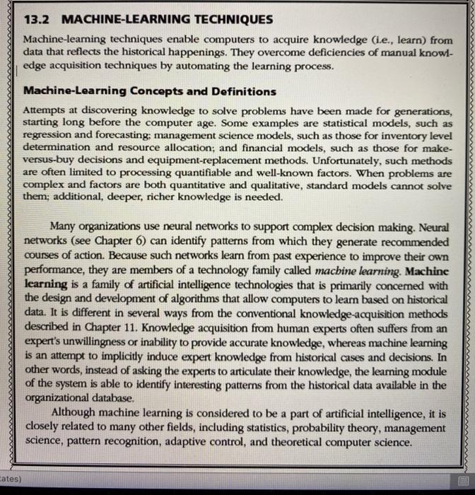 13.2 MACHINE-LEARNING TECHNIQUES Machine learning