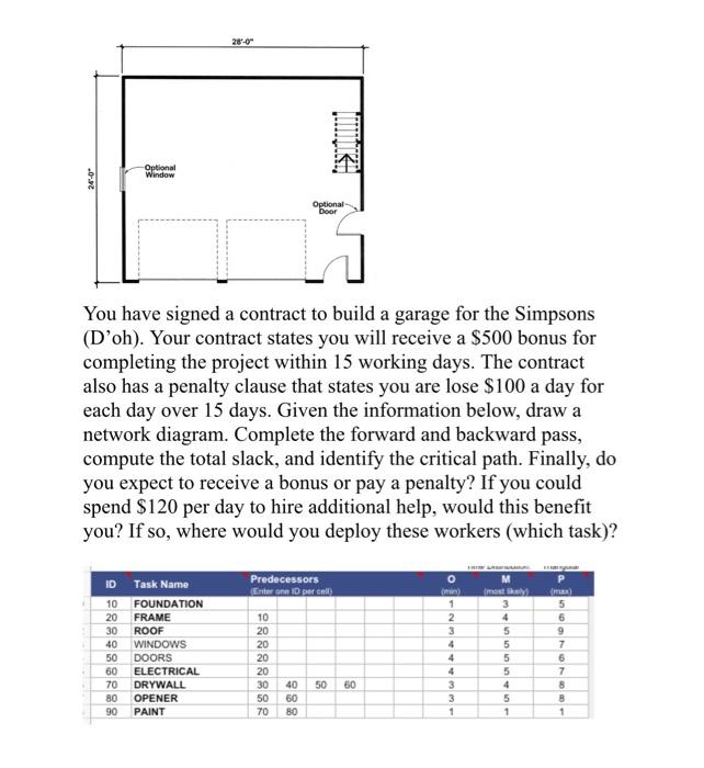 28-0" Optional Window 24-0 Optional Door You have