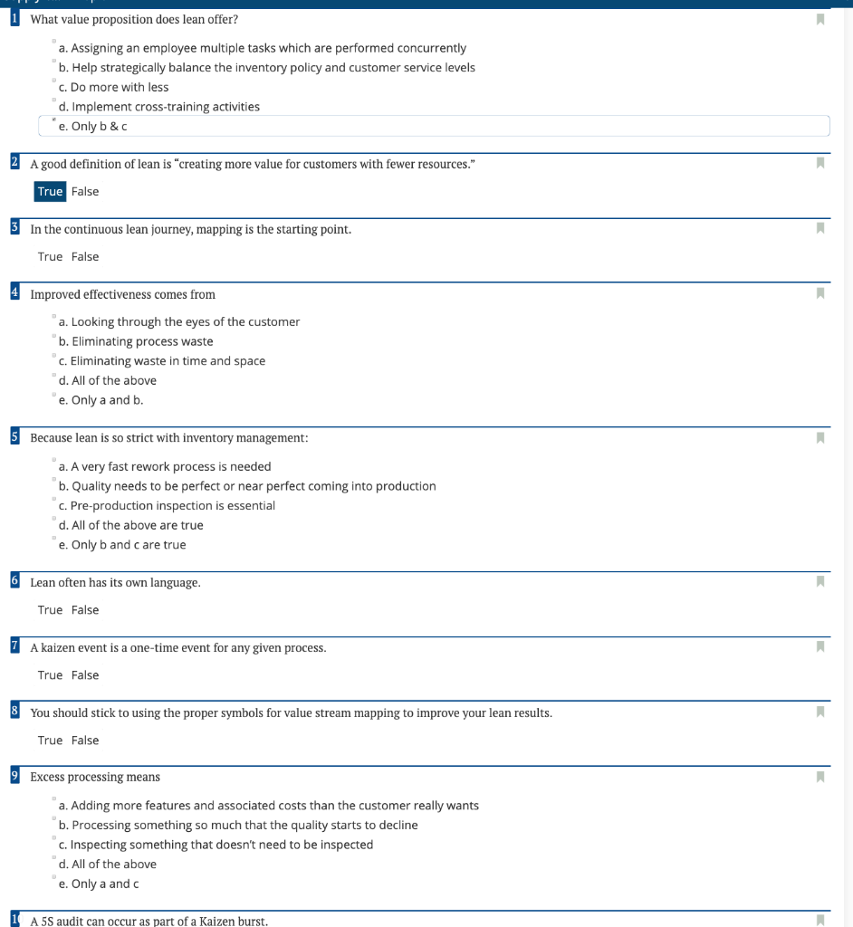 1 What value proposition does lean offer? a.