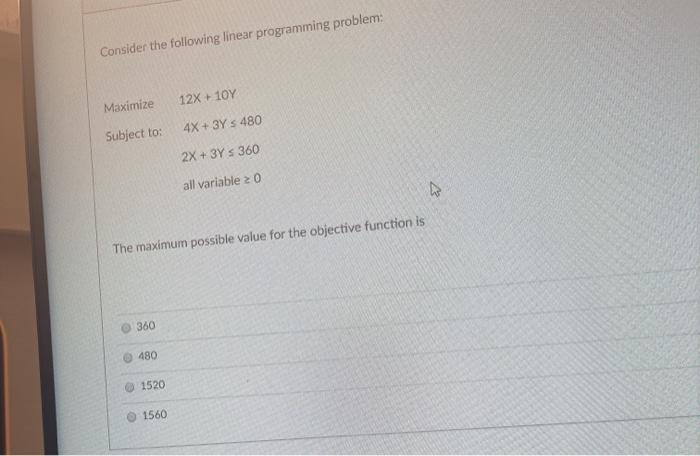 Consider the following linear programming