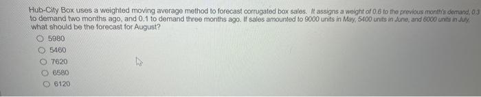 Hub-City Box uses a weighted moving average