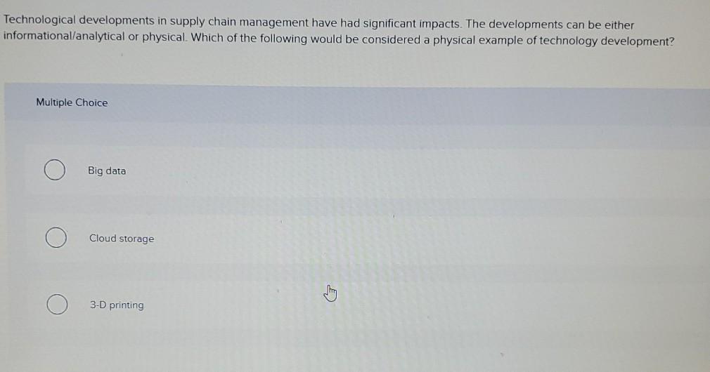 Technological developments in supply chain