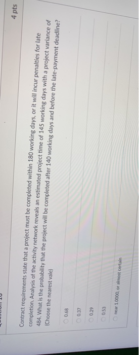 4 pts Contract requirements state that a project