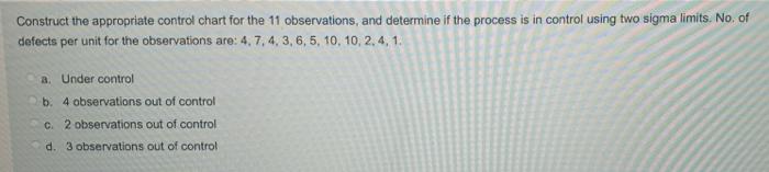 Construct the appropriate control chart for the