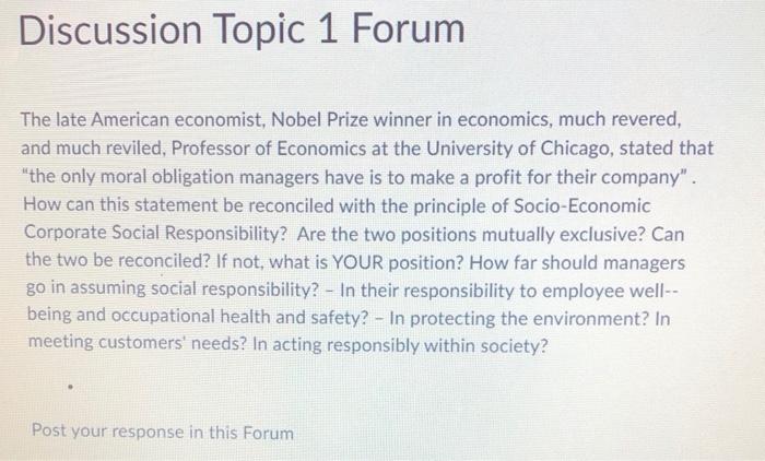 Discussion Topic 1 Forum The late American