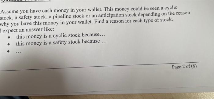 Assume you have cash money in your wallet. This