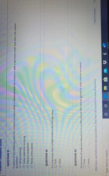 Multiple Choice Question completion Status: