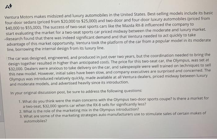 A Ventura Motors makes midsized and luxury