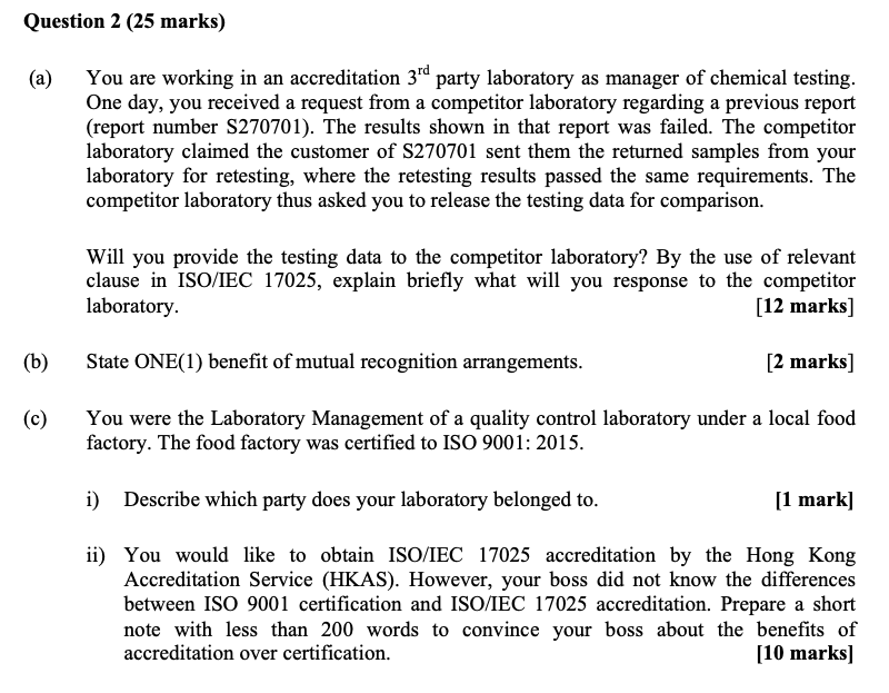 Question 2 (25 marks) (a) You are working in an
