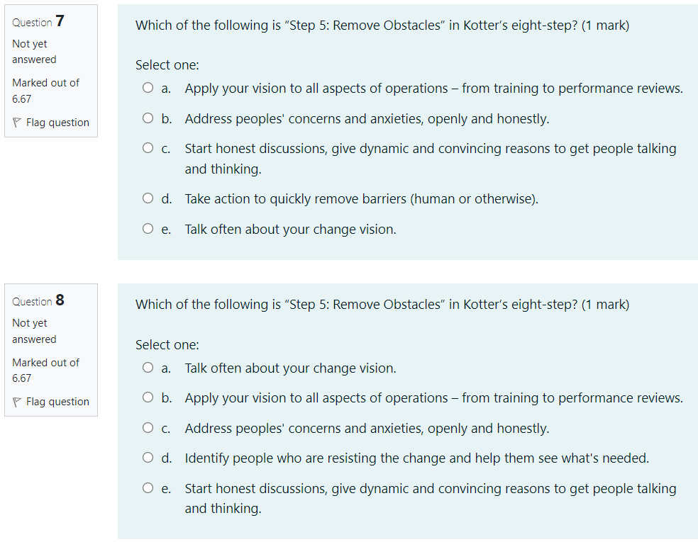 Question 7 Not yet answered Marked out of 6.67