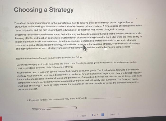 Choosing a Strategy Fimms face competing