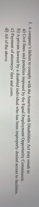 1. A company's failure to comply with the