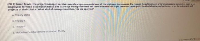 (CH9) Susan Travis, the project manager, receives