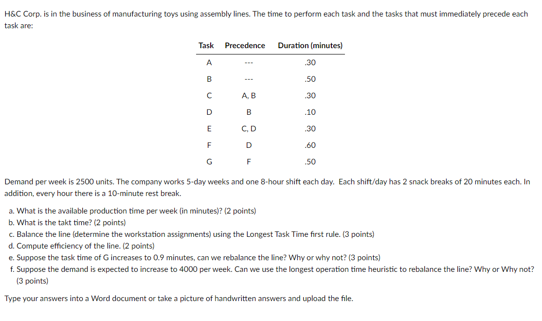 H&C Corp. is in the business of manufacturing