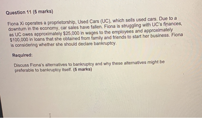 Fiona Xi operates a proprietorship. Used Cars