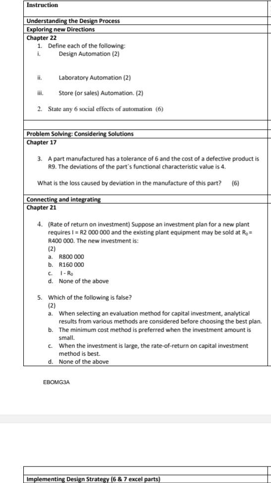 Instruction Understanding the Design Process