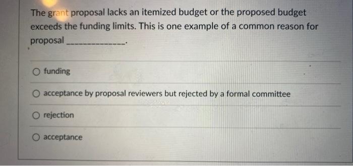 The grant proposal lacks an itemized budget or