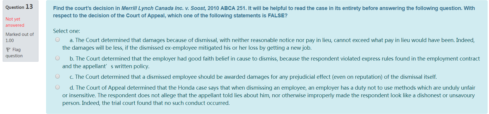 business law question Question 13 Find the