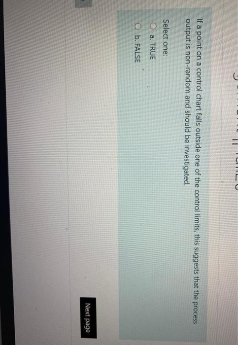 If a point on a control chart falls outside one