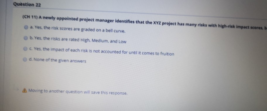 Question 22 (CN 11) A newly appointed project