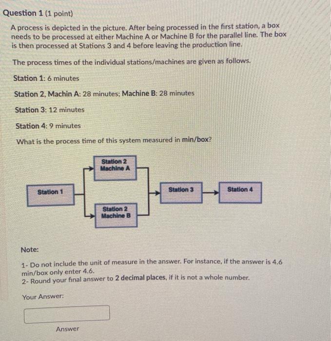 Question 1 (1 point) A process is depicted in the
