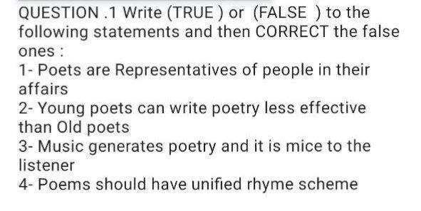 None QUESTION .1 Write (TRUE ) or (FALSE ) to the