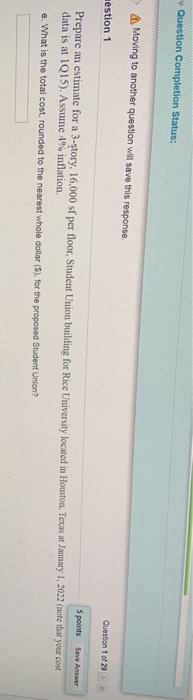 Question Completion Status: Moving to another