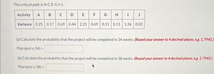 Using the following project information The