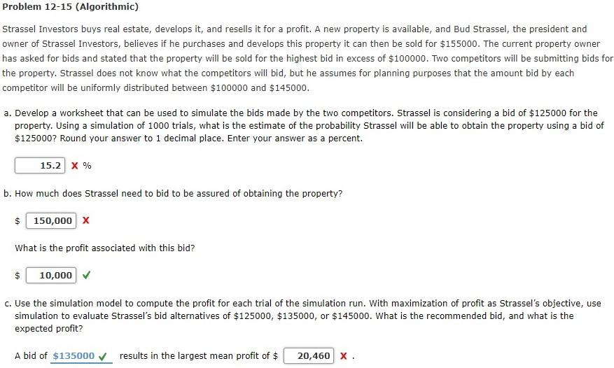 Problem 12-15 (Algorithmic) Strassel Investors