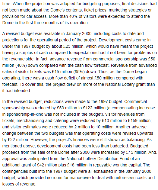 Thinking on the Millennium Dome, do you feel that