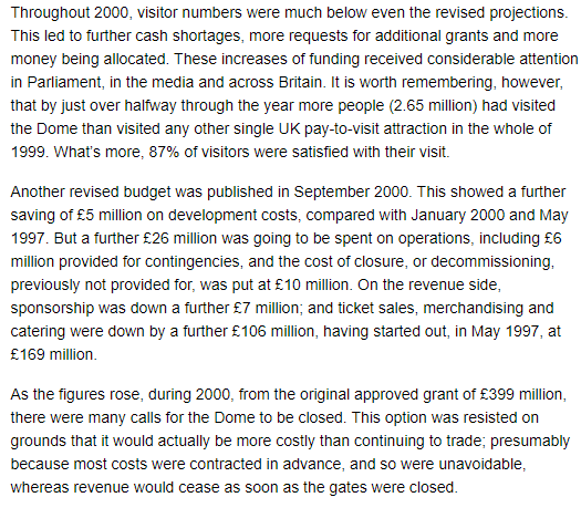 Thinking on the Millennium Dome, do you feel that