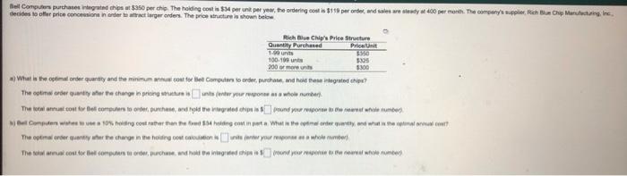 Bell Computers purchases integrated chips at $350
