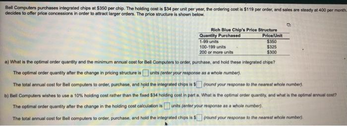 Bell Computers purchases integrated chips at $350