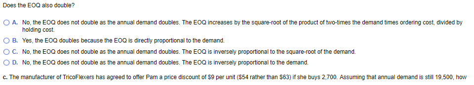 Pam runs a mail-order business for gym equipment.