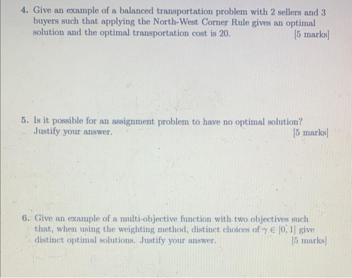 4. Give an example of a balanced transportation