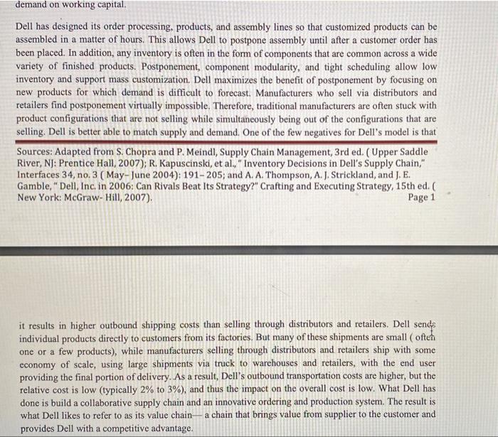 Dell's Value Chain Dell Computer, with close
