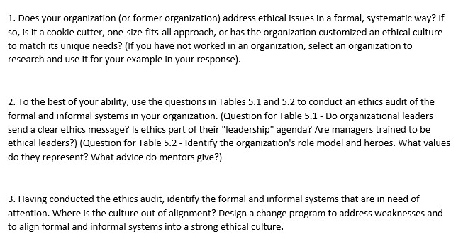 1. Does your organization (or former