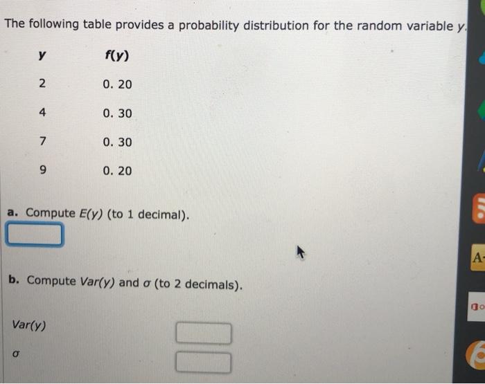 The following table provides a probability