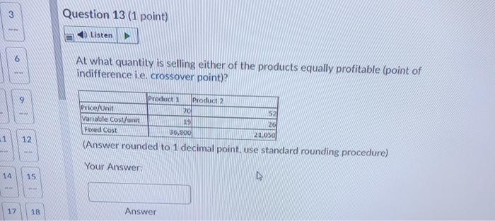 3 Question 14 (1 point) Listen Based on the below