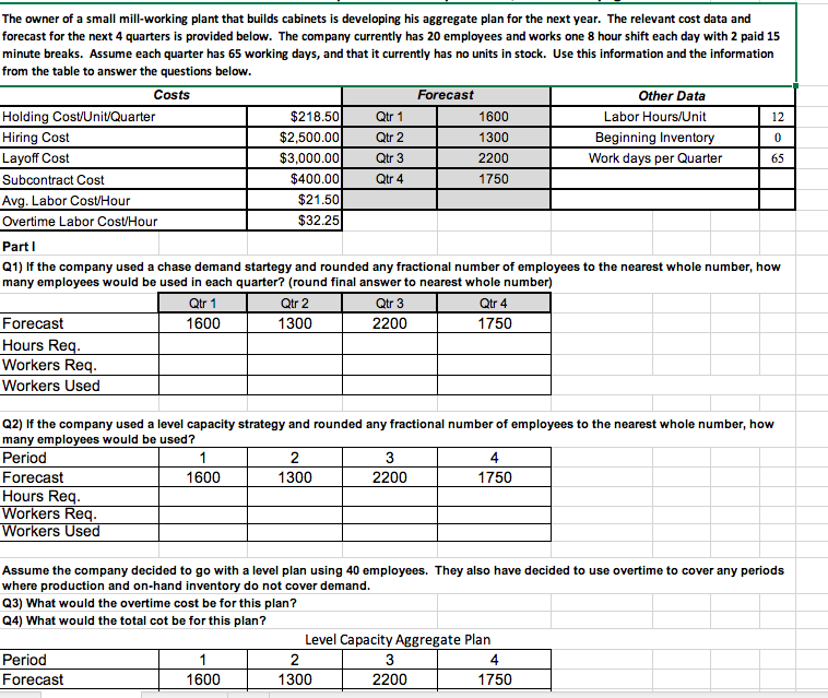 **Please note this is 1 question with 4 parts to