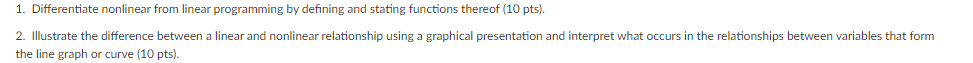 1. Differentiate nonlinear from linear