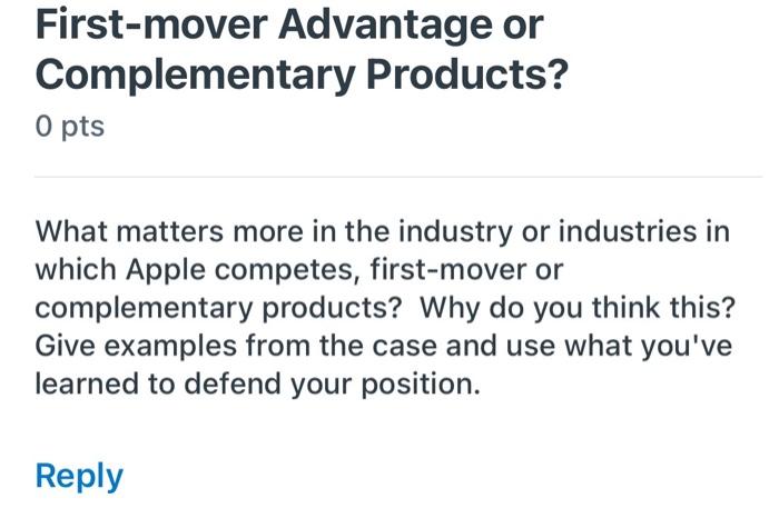 disscusion post First-mover Advantage or