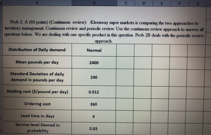 please show work Prob 2. A (60 points)
